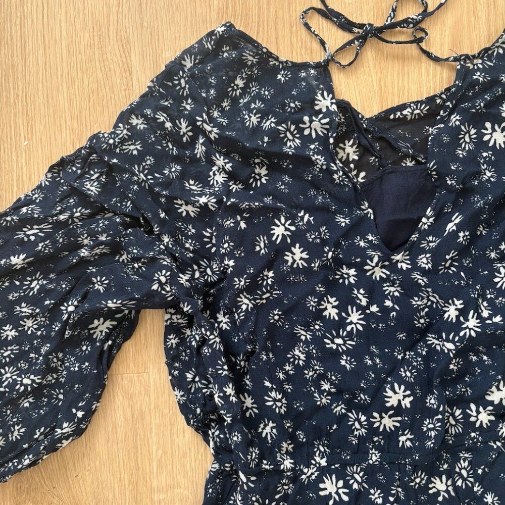 Free People Wallflower Midi Dress Blue Navy XS Boho Floral - Picture 4 of 7